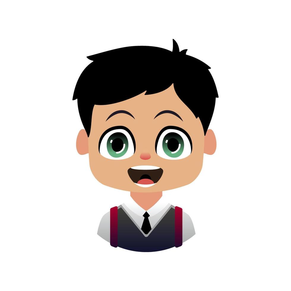 Emoji Boys School. College student with a bright smile vector