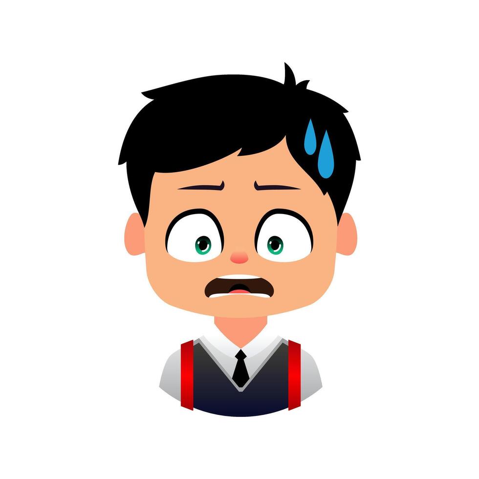 Emoji Boys School, Worried student nervous before big presentation vector