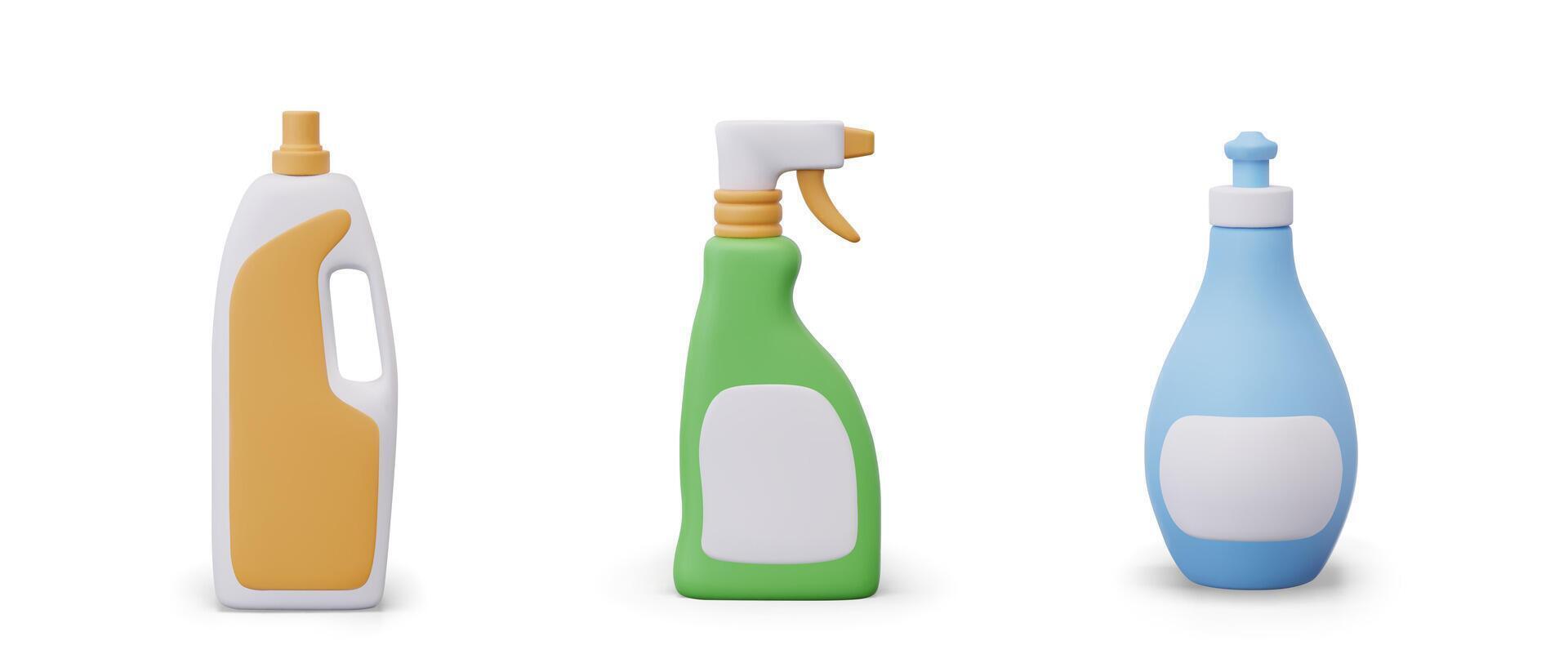Color icons of detergent bottles. Isolated templates of different types vector