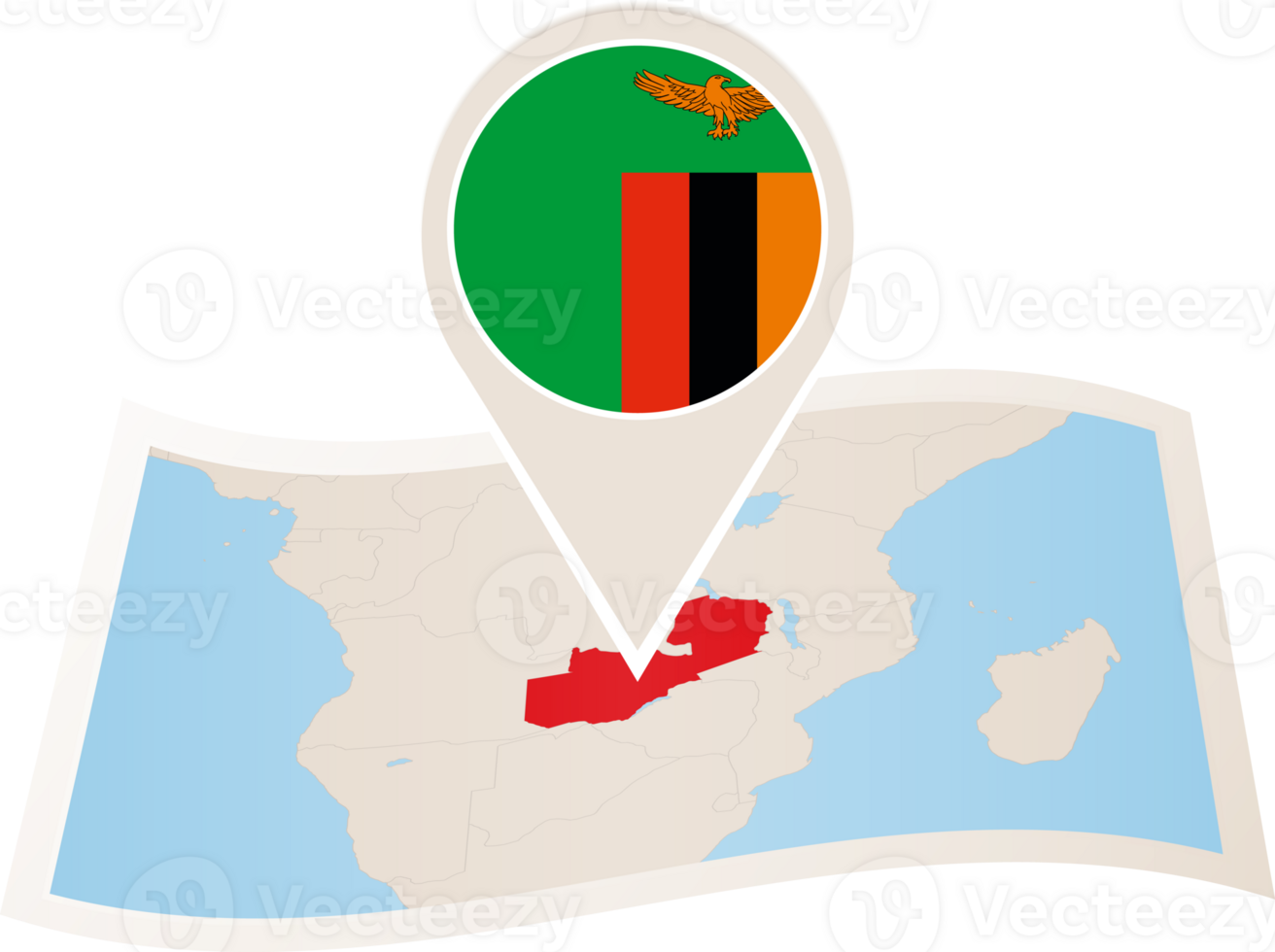 guardada mapa do Zâmbia com bandeira PIN do Zâmbia. png