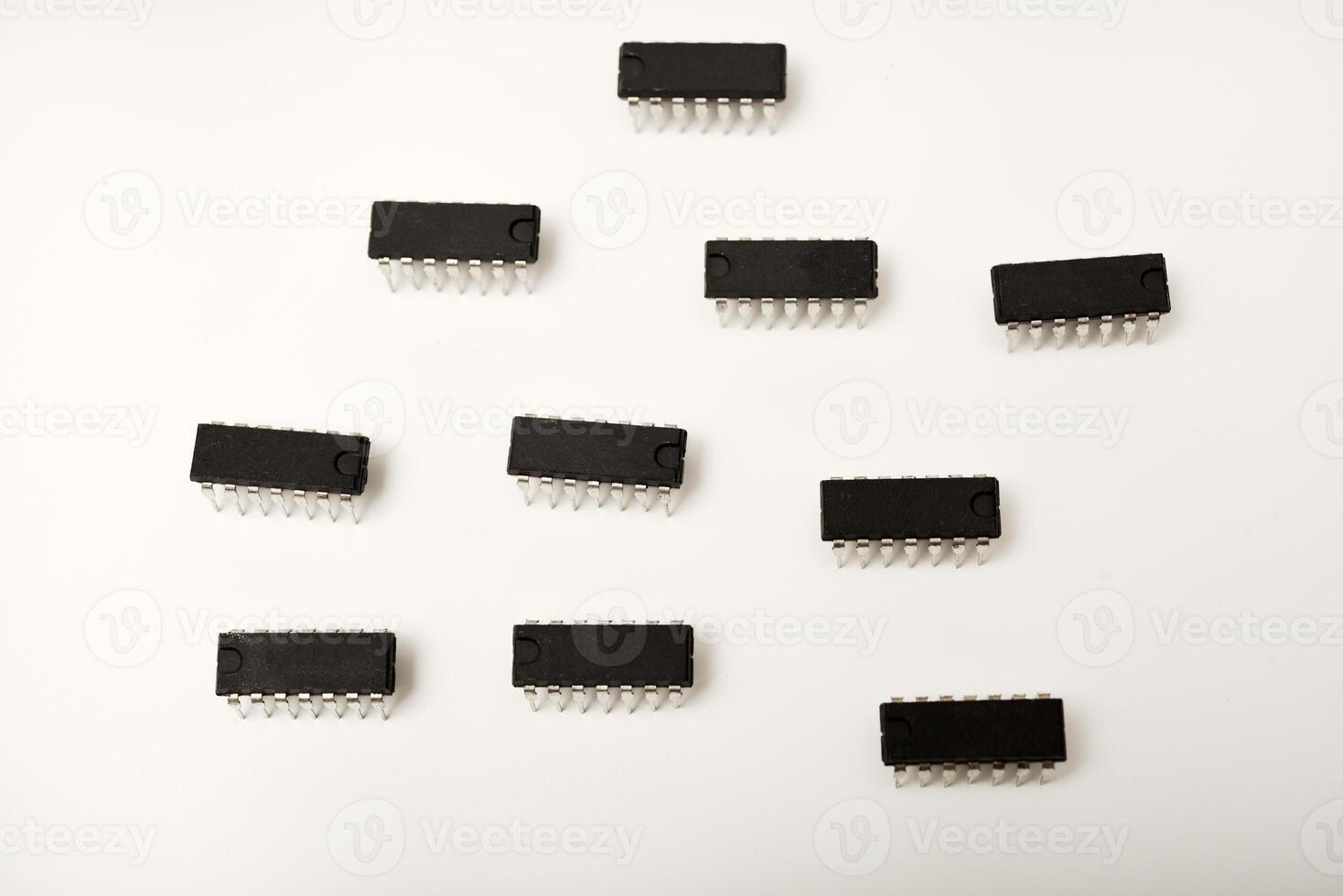 A microcontroller white background. An electronic chip in a plastic case. photo
