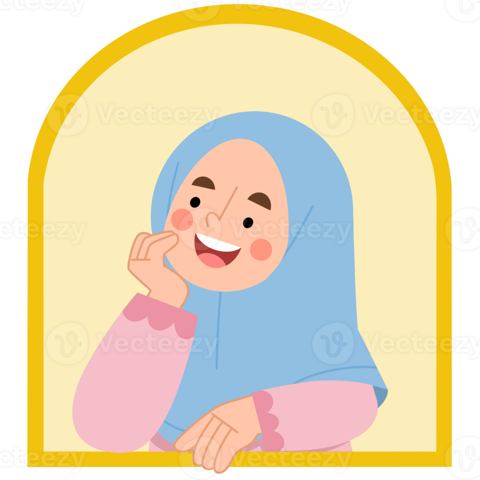 Cheerful woman in hijab illustration png