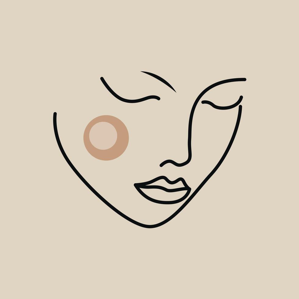 Elegant Feminine Line Art Portrait - Digital Drawing vector