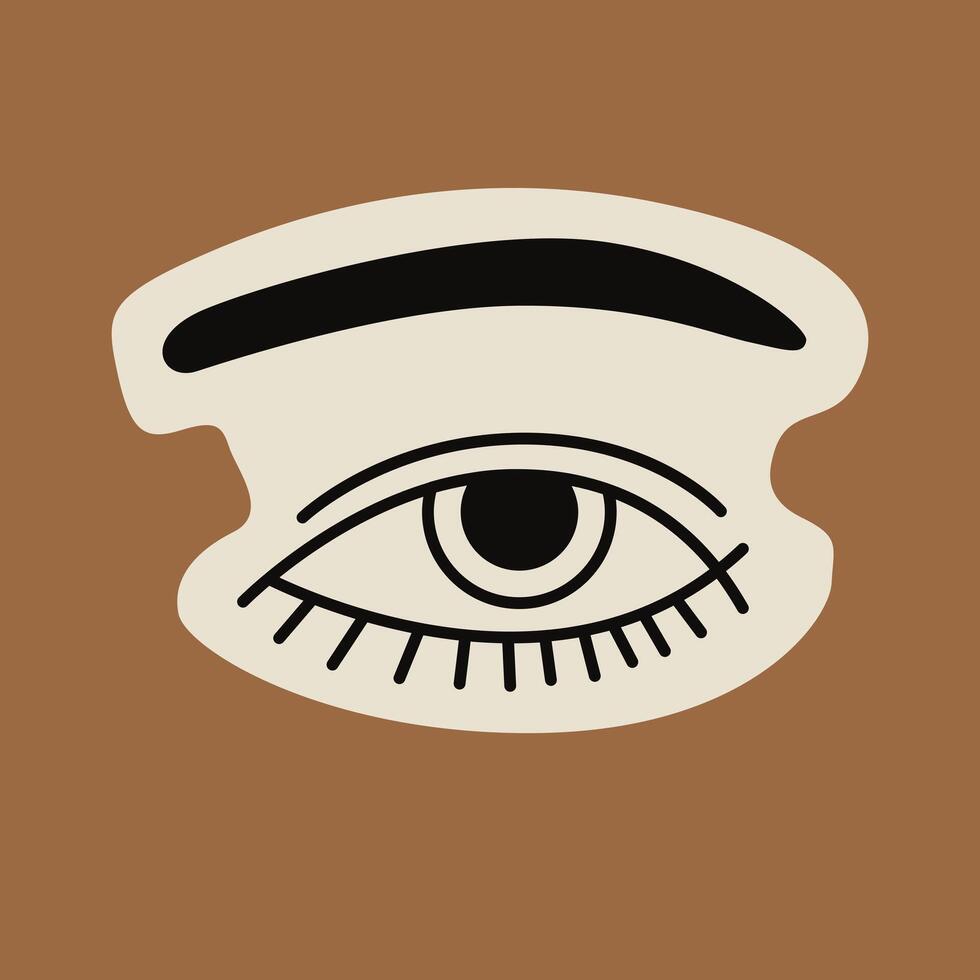Bohemian Line Art Eye Drawing - Minimalist Mystical Illustration vector