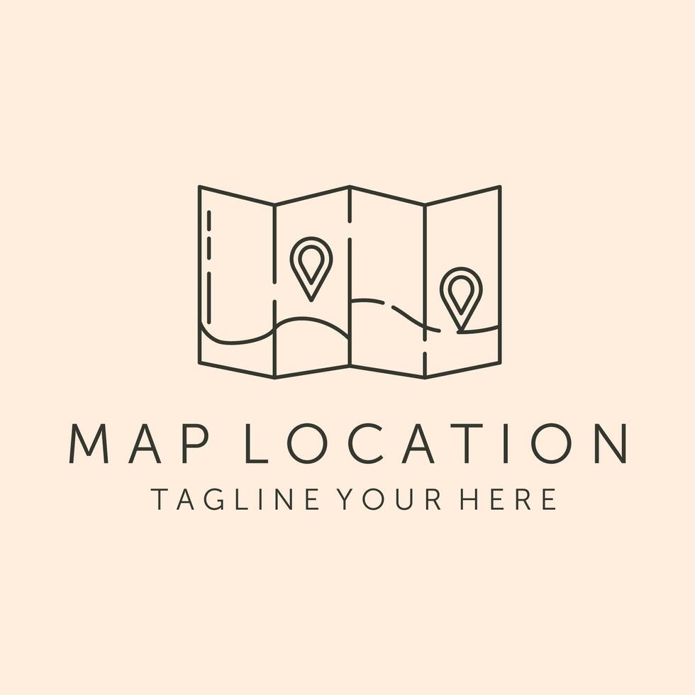 map location icon line art logo illustration design vector