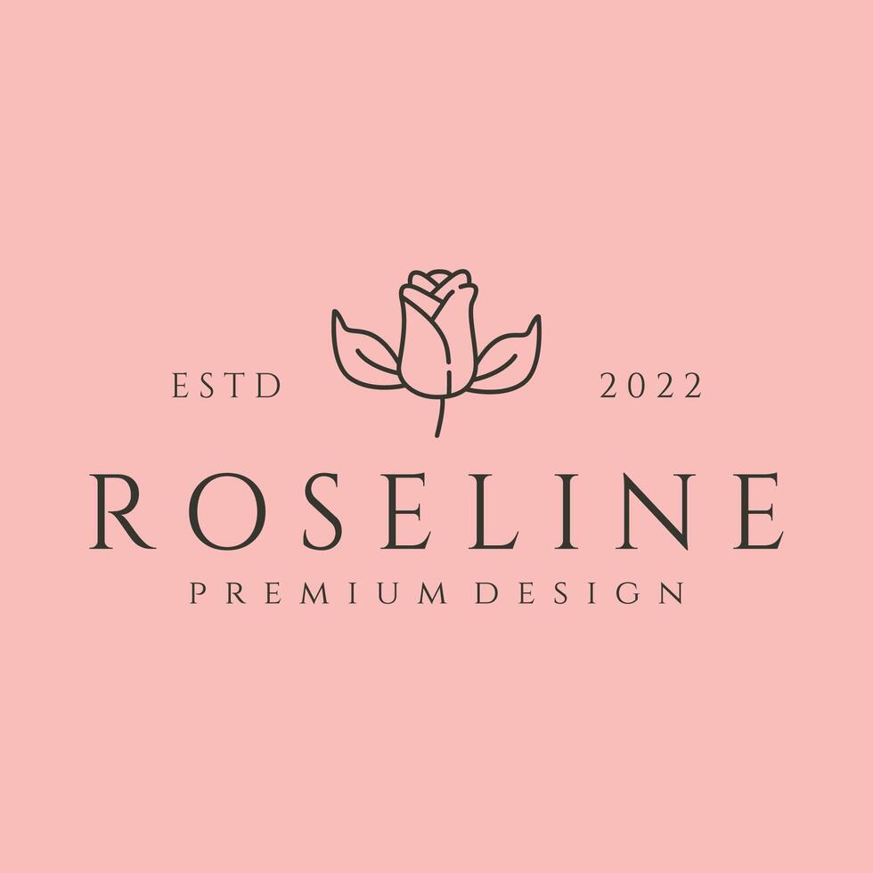 rose flower line art logo symbol illustration design vector