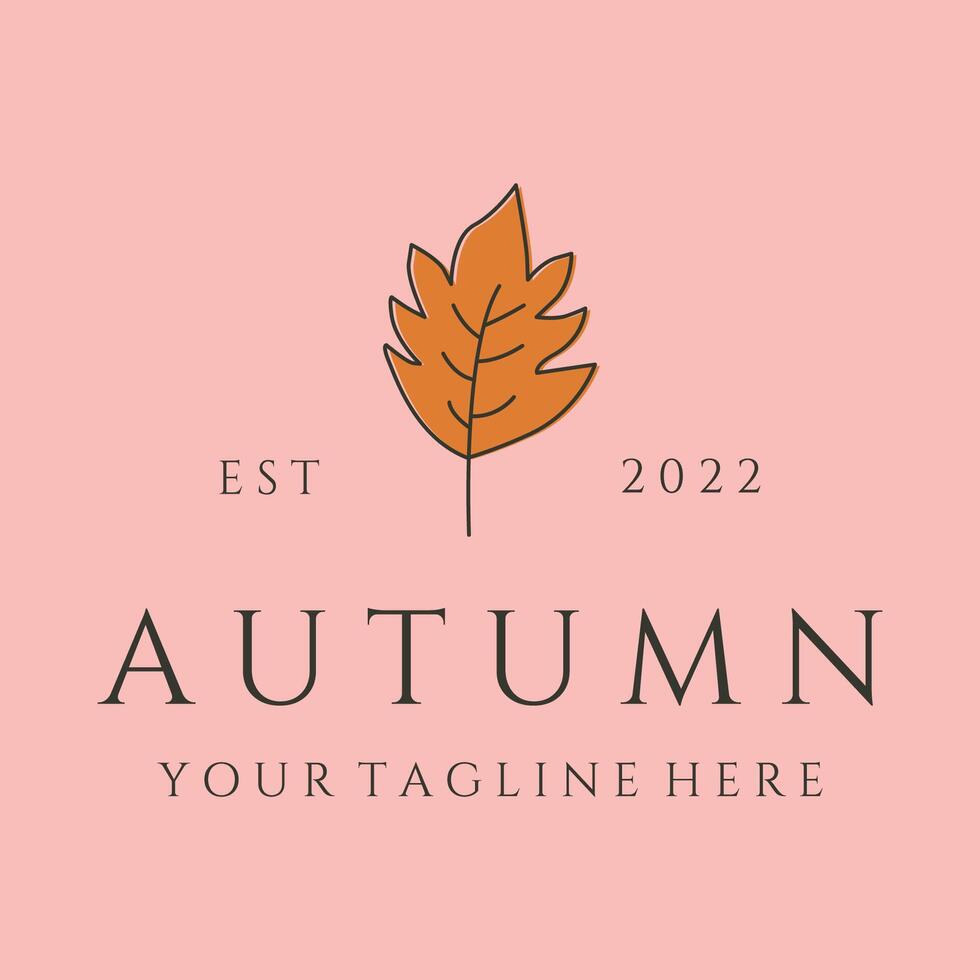 leaf tree autumn fall line art logo symbol illustration design vector