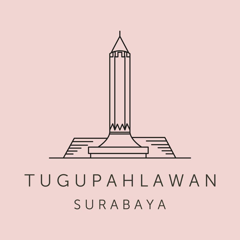 tugu pahlawan surabaya line art logo symbol illustration design vector