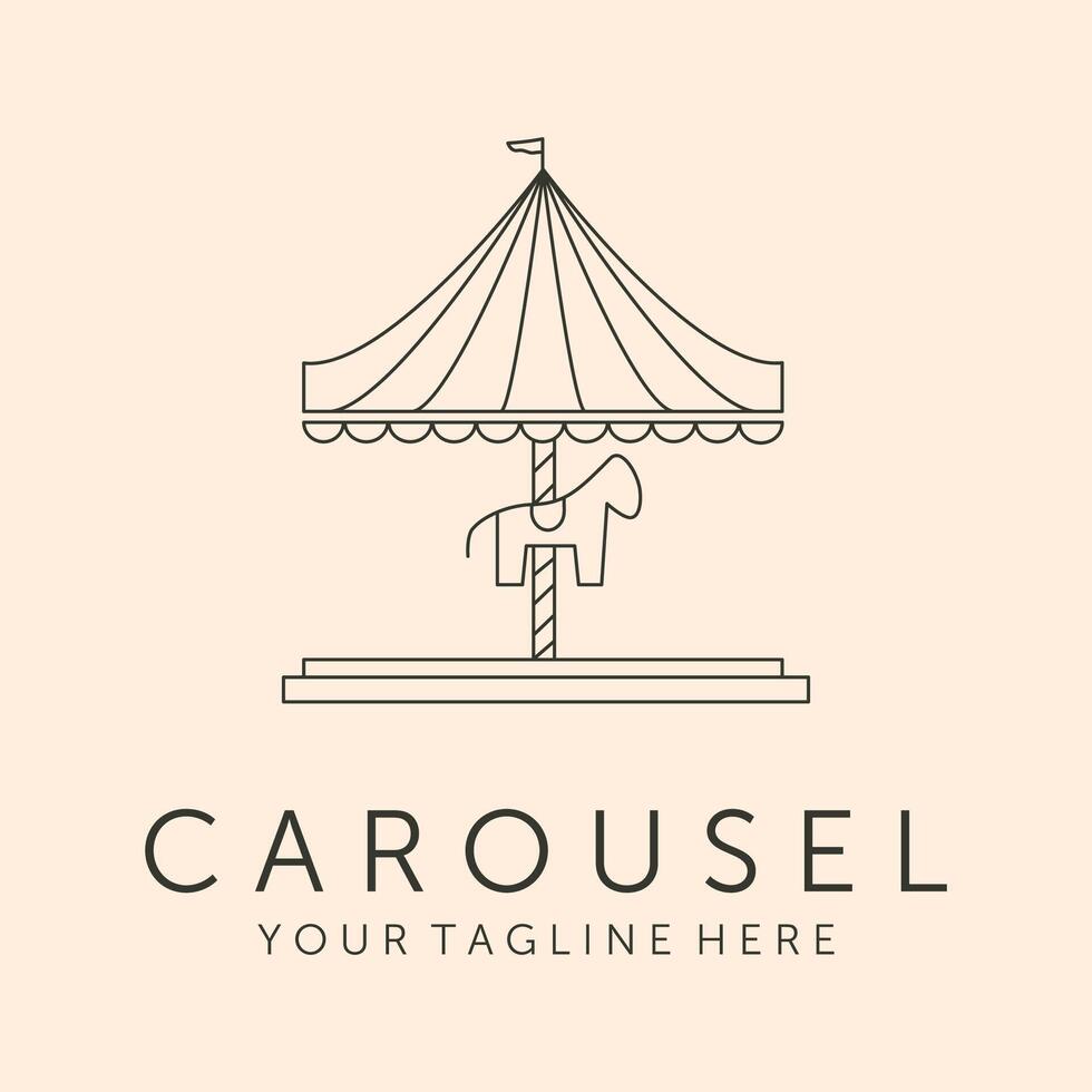 carousel horse line art logo symbol illustration design vector