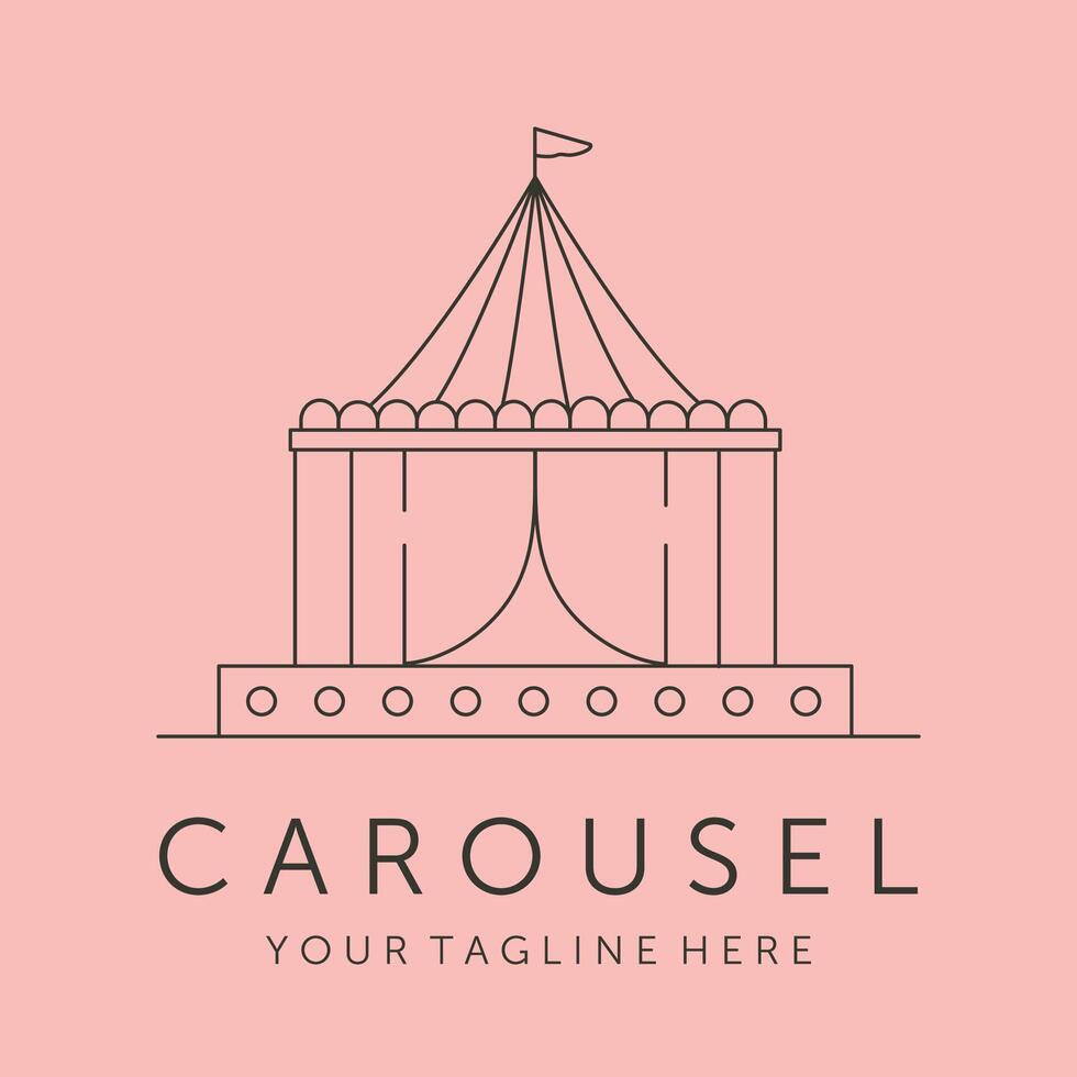 funfair carousel line art logo symbol illustration design vector