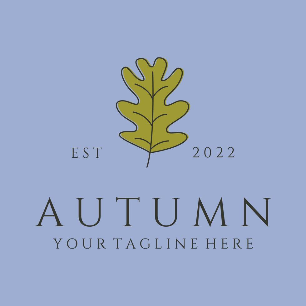 modern autumn leaf line art logo symbol illustration design vector