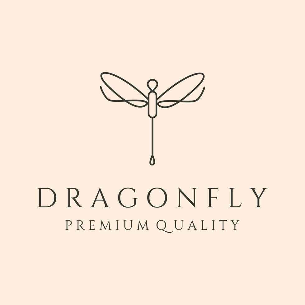 dragonfly with continuous wings line art logo symbol illustration design vector