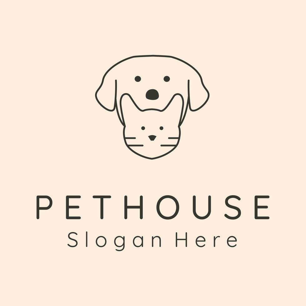 pet house icon line art logo symbol illustration design vector