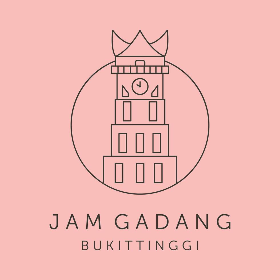 jam gadang icon line art logo symbol illustration design vector