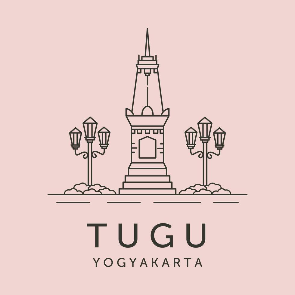 tugu jogjakarta line art logo symbol illustration design vector