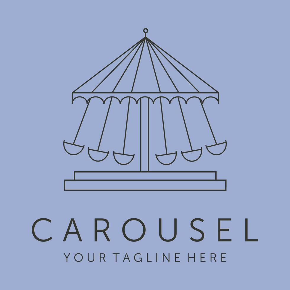 carousel ride line art logo symbol illustration design vector