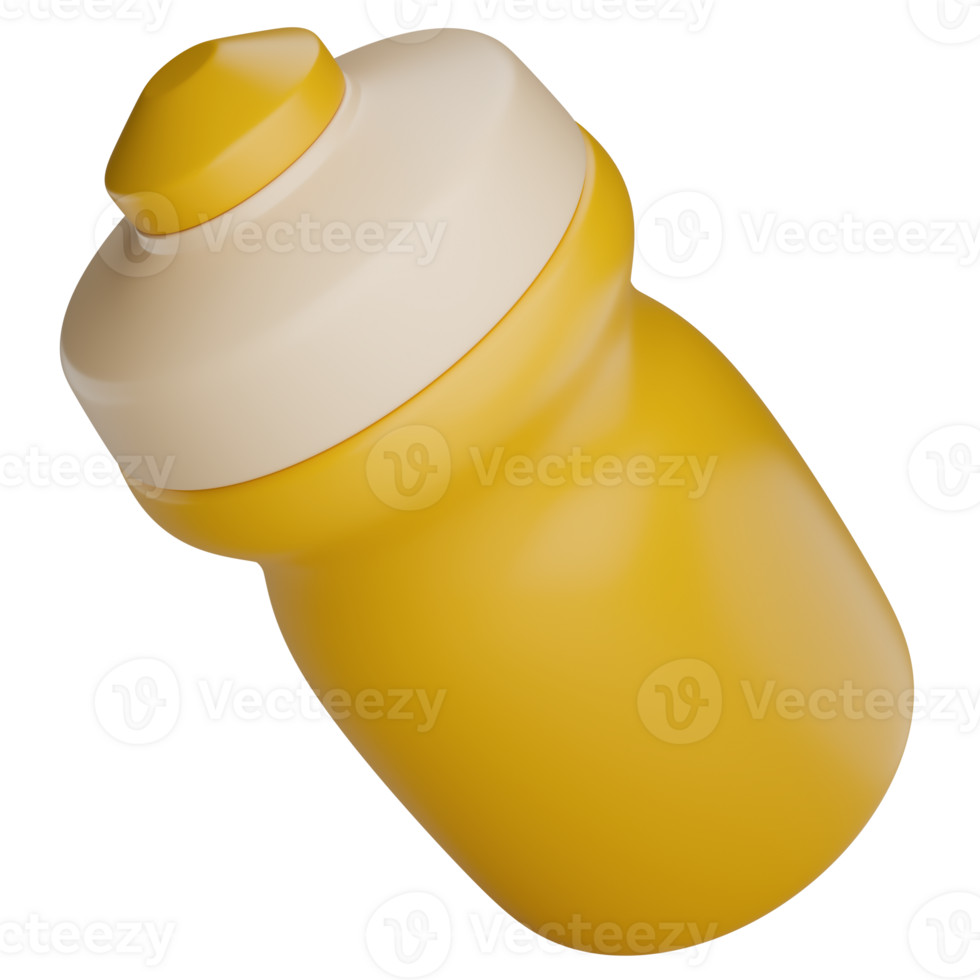Stylized yellow water bottle. Isolated on transparent background png