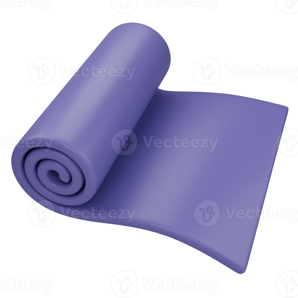 Stylized purple exercise mat. Isolated on transparent background png