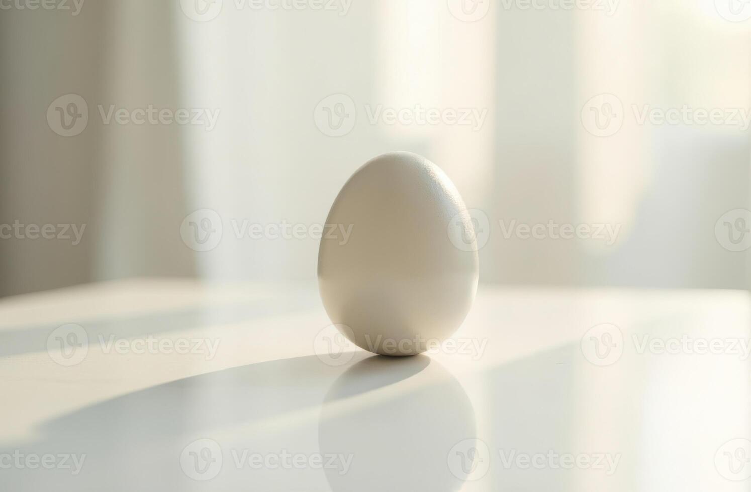 Egg with soft reflection on a glossy surface, minimalistic and elegant style photo