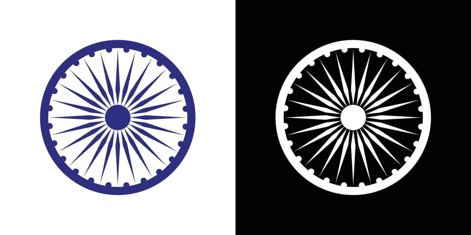 Indian National Flags Dharmachakra Symbol in Monochrome. Ashoka Chakra Symbol. vector