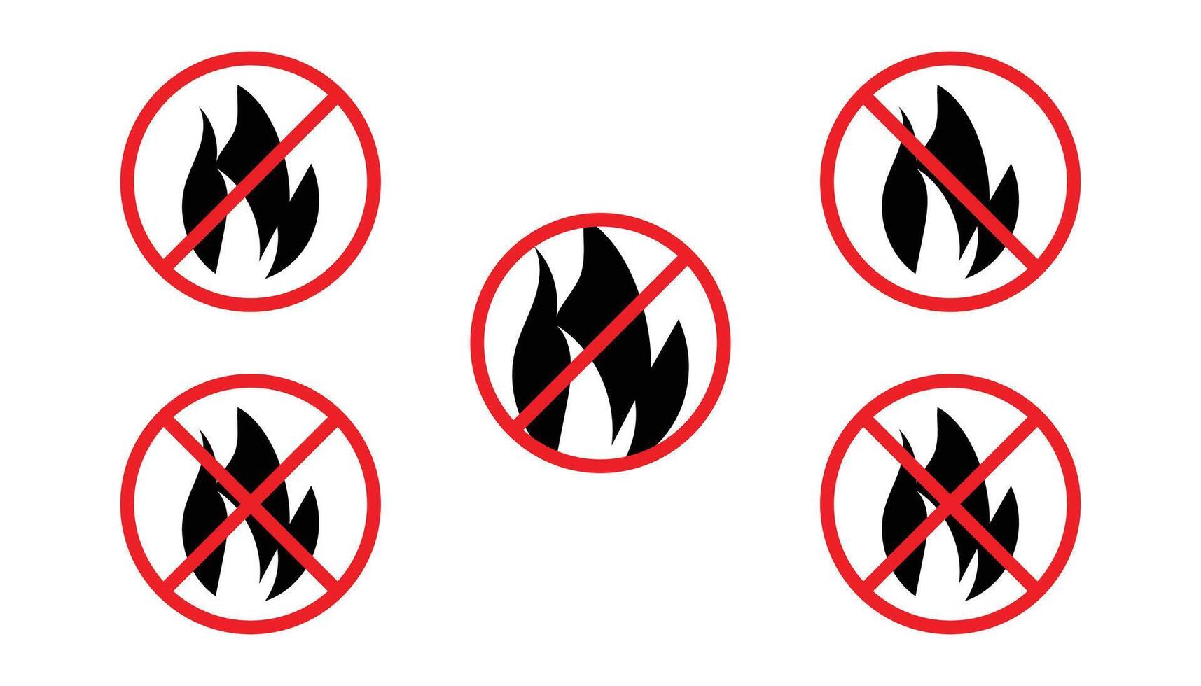 Non flammable icon. No Fire Allowed Signs Collection. vector
