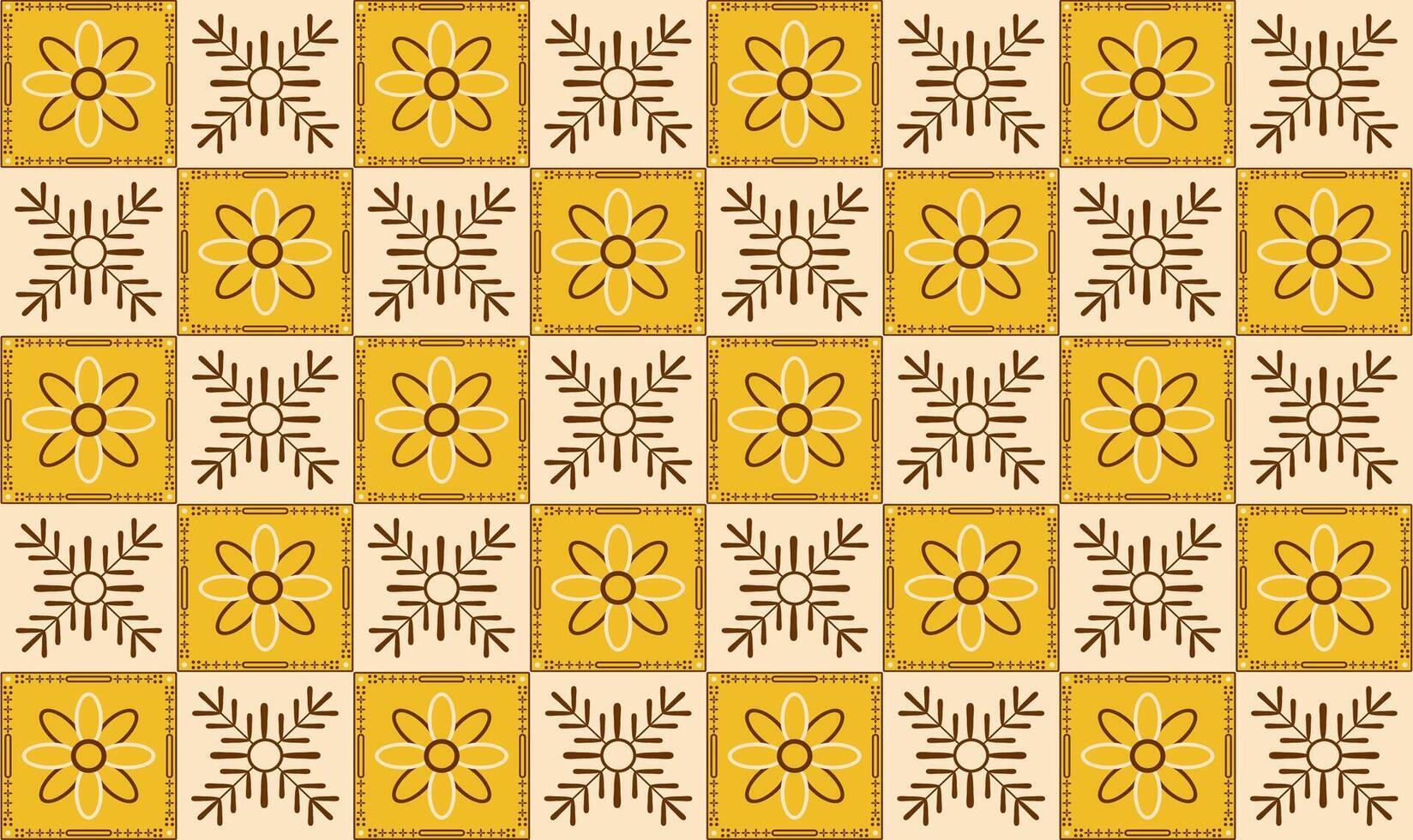 Gold and Brown Floral Patterned Tile Design vector