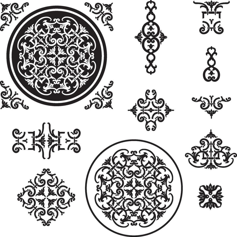 Classical Ornaments Ink Set vector