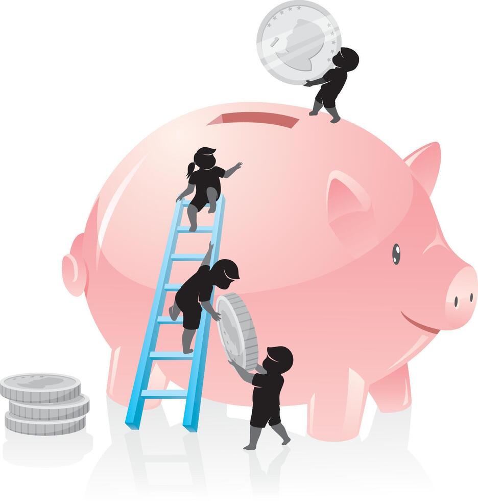 Children Saving Money Macro Concept vector