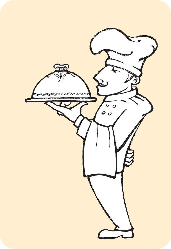 Chef Character Hand Drawn Sketch vector