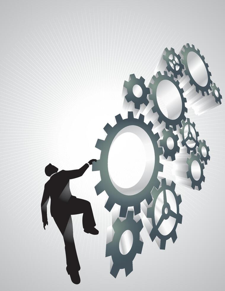 Climbing Mechanical Gears or Cogs, Corporate Concept vector