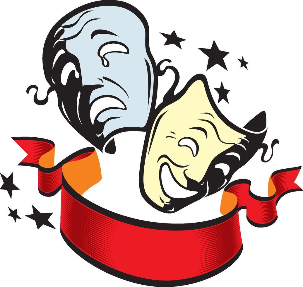 Cartographic Theatre Mask Label vector