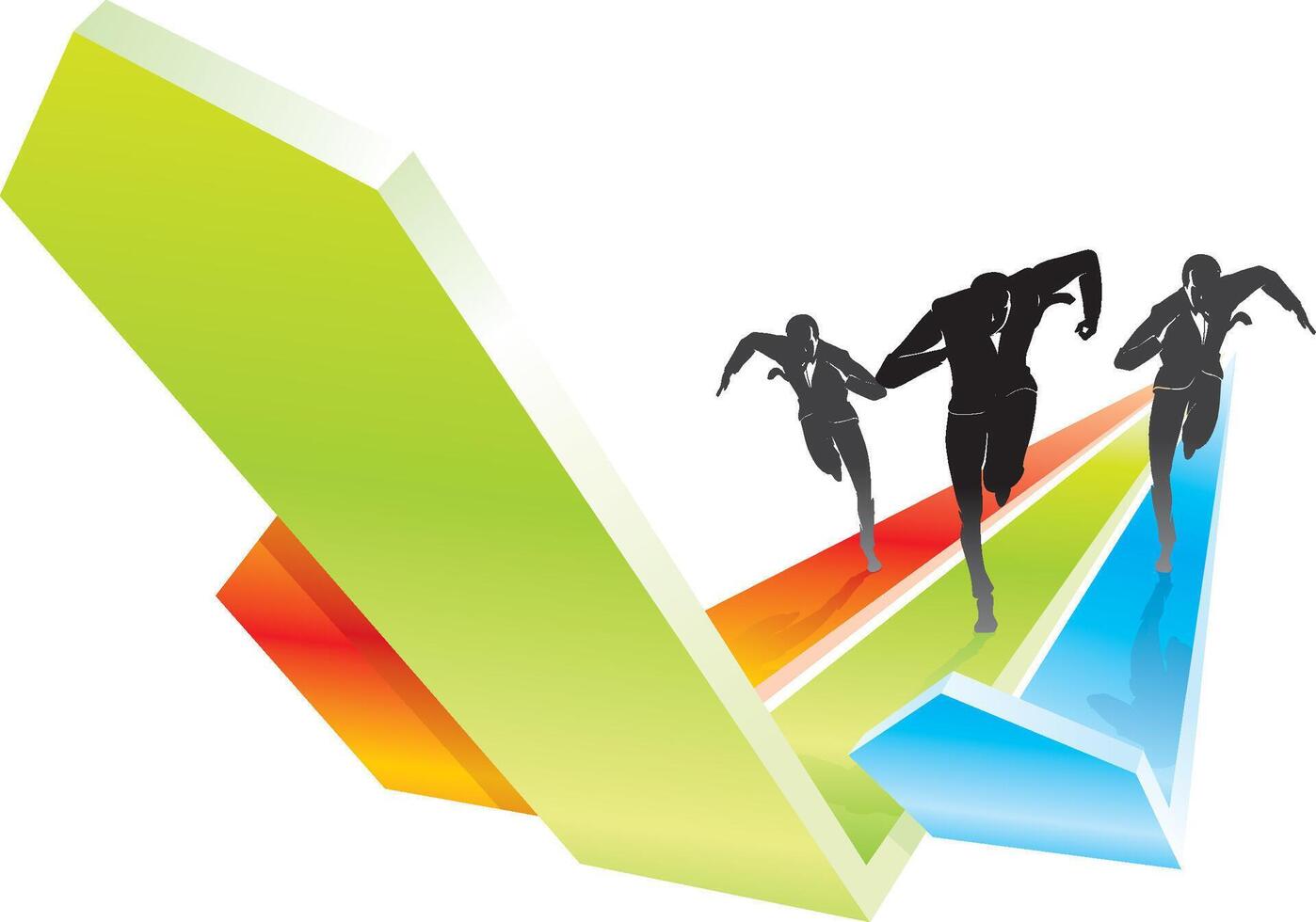 Business people running on a graph vector