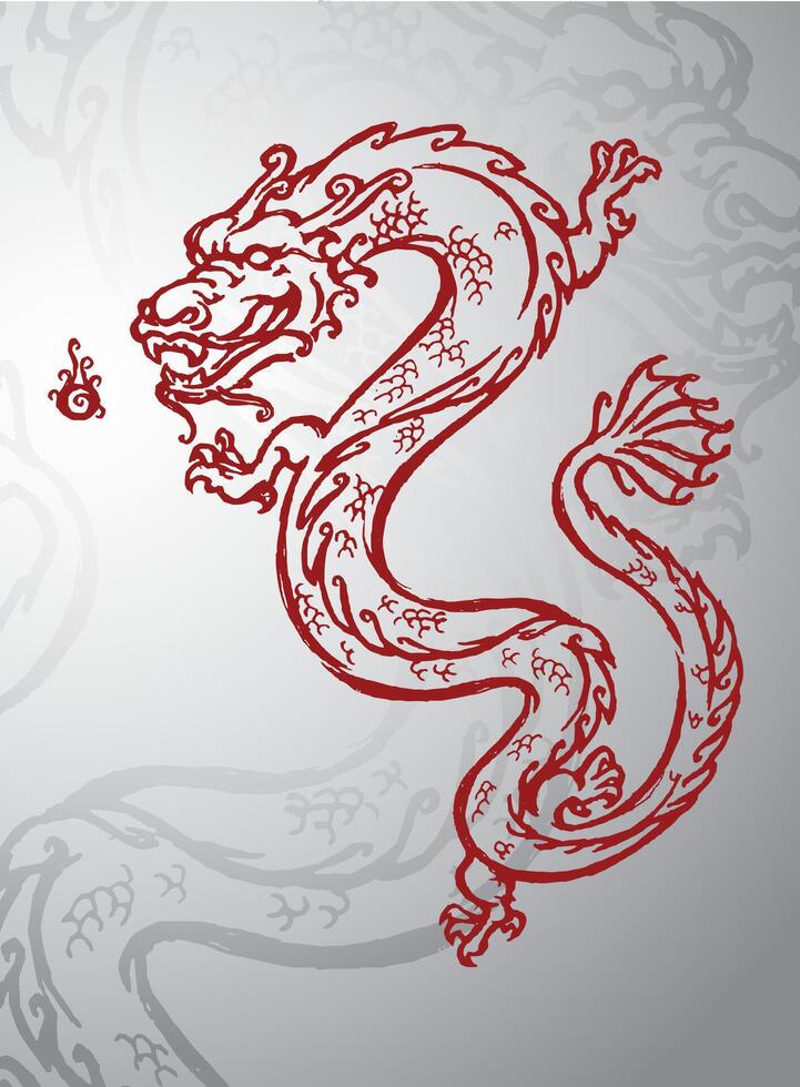 Chinese Dragon Sketch Illustration vector