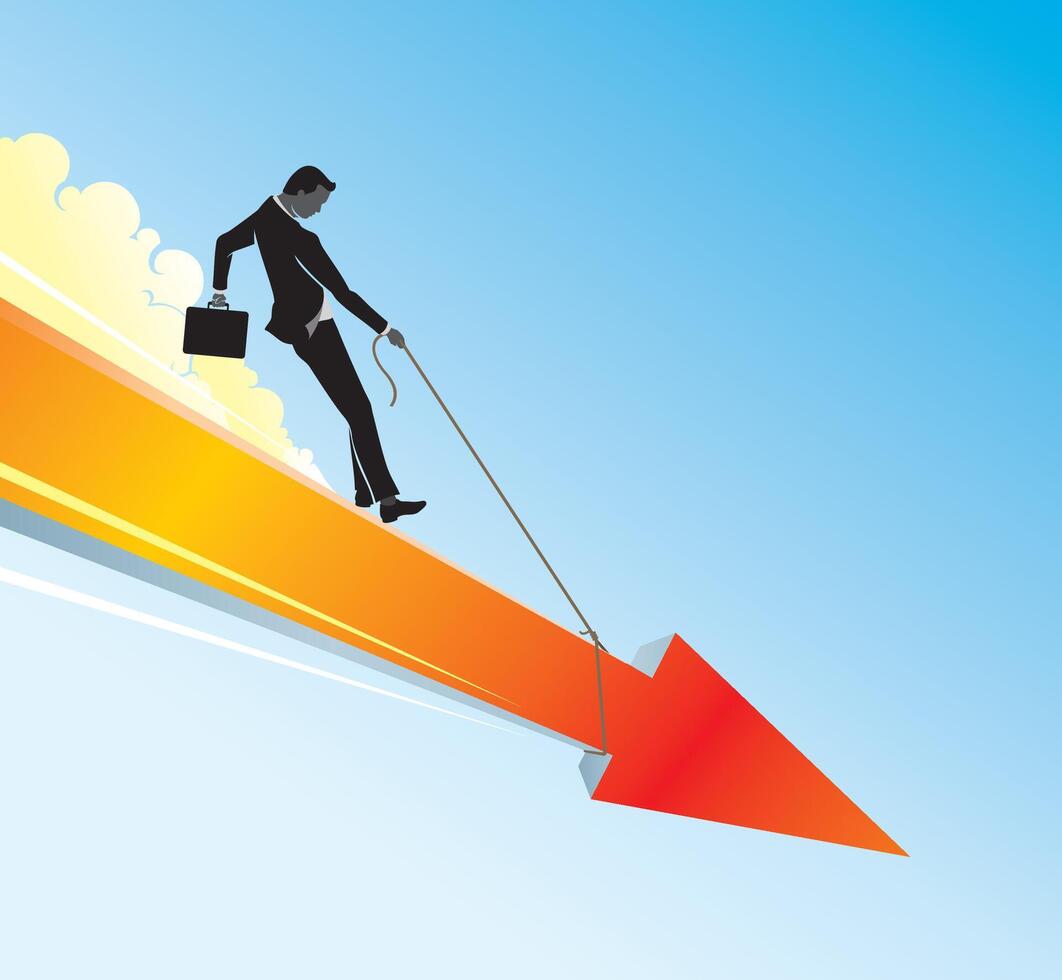 Businessman on an arrow vector