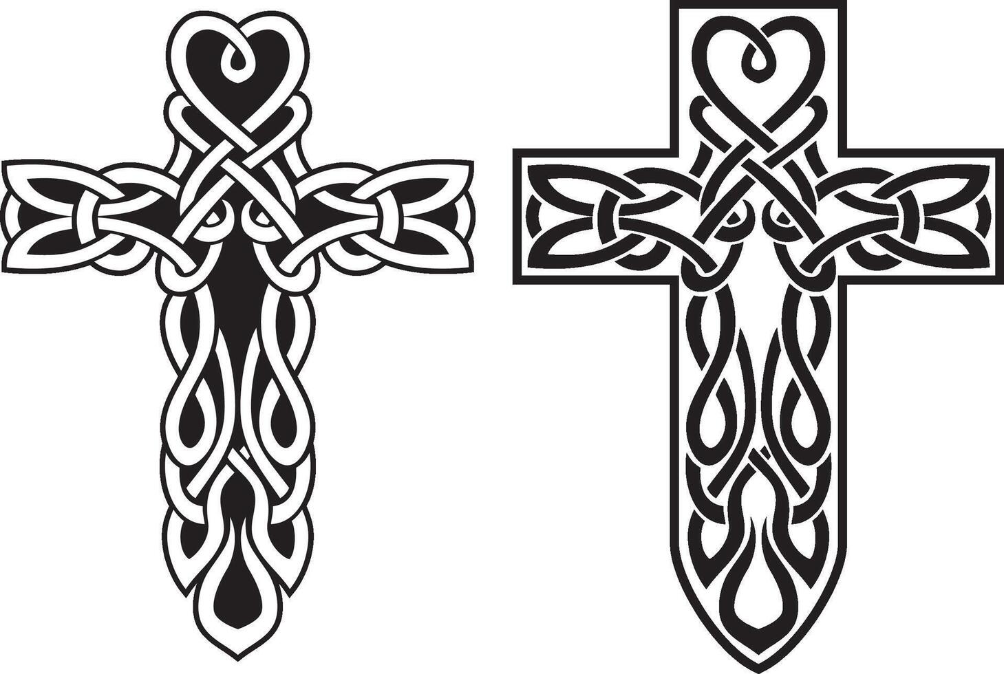 Celtic Crucifix Design Ink Variation vector