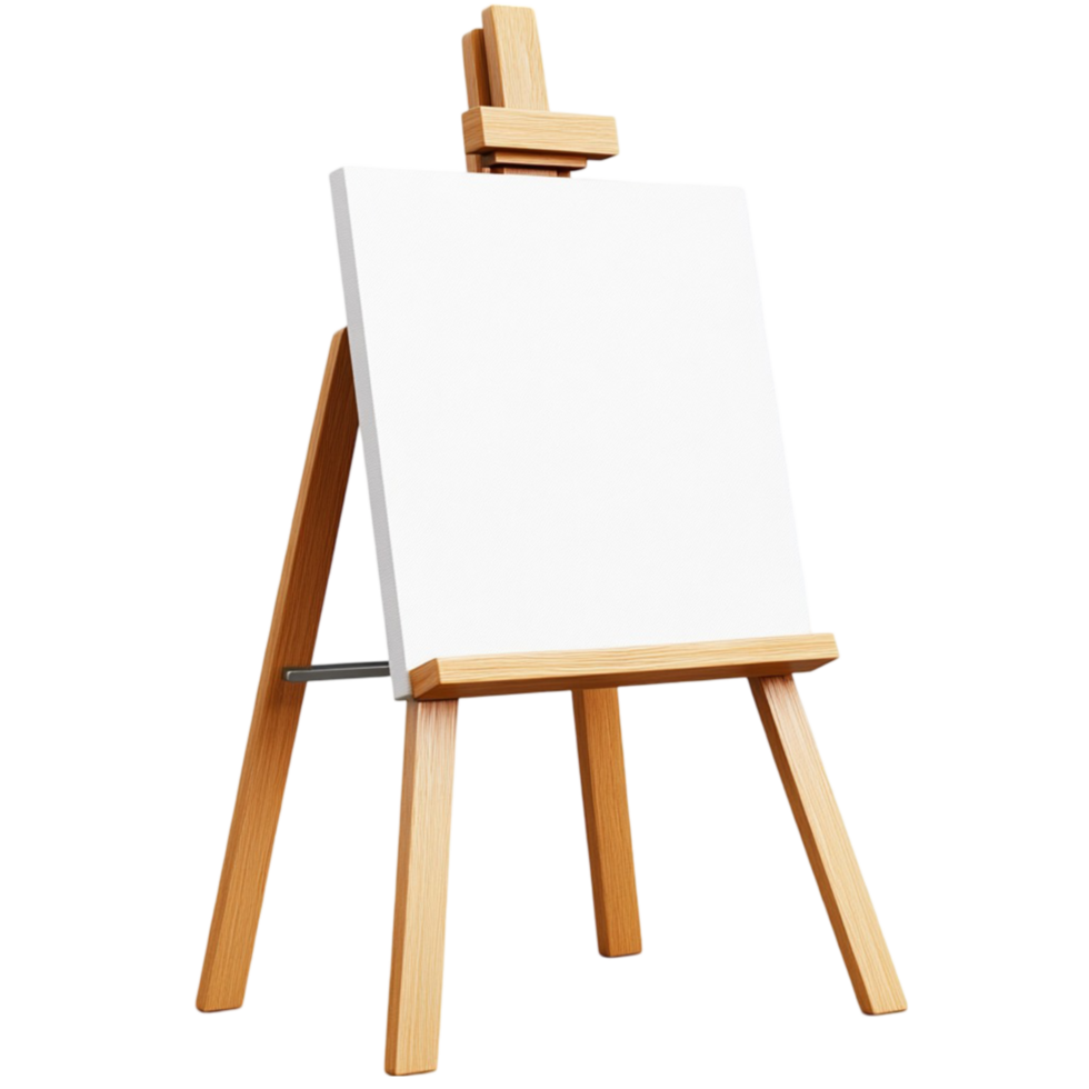 Painting Easel with Empty Canvas Ready for Art png