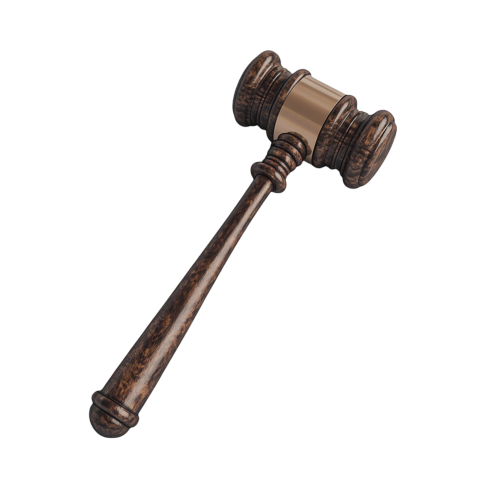 Classic Judges Gavel Isolated on Transparent Background png
