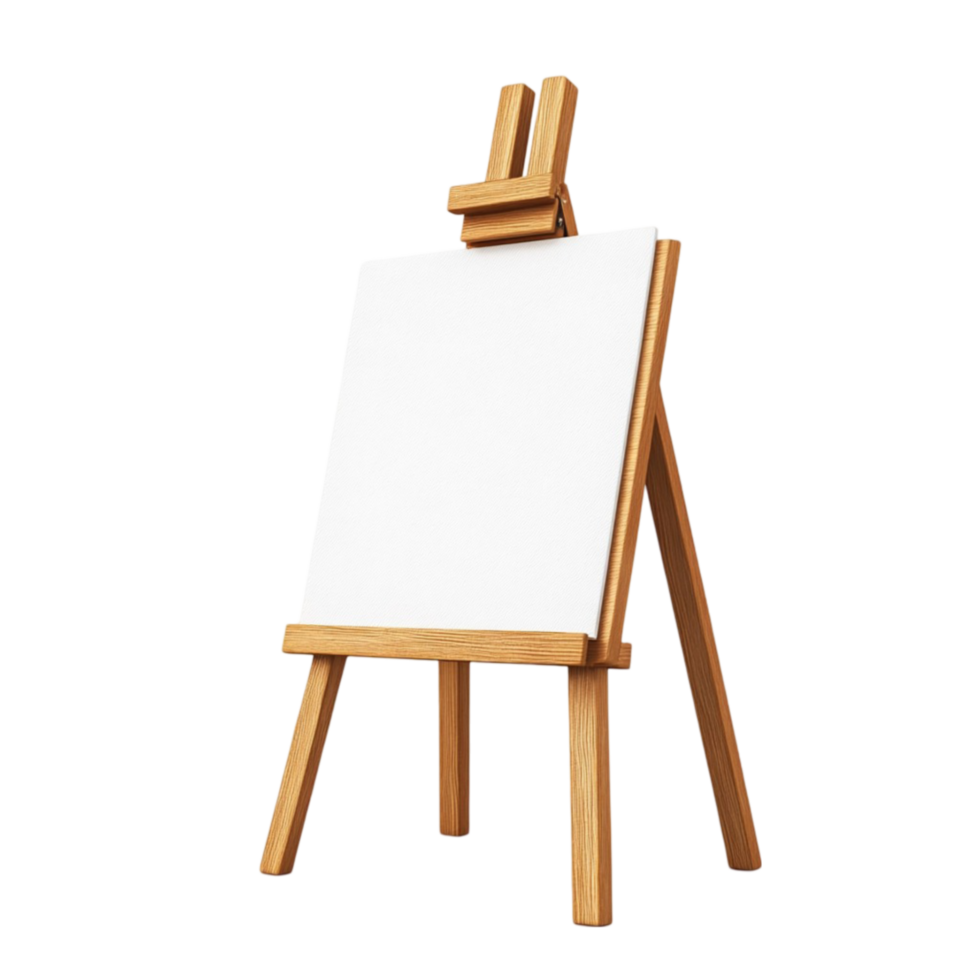 Empty Canvas on Wooden Easel for Painting png