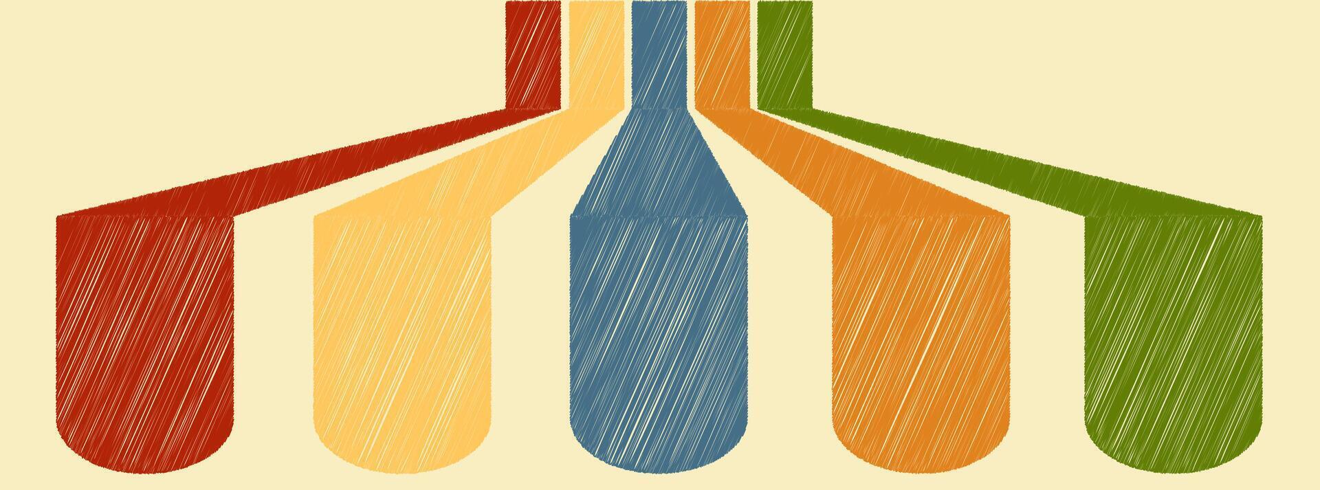 Abstract background 70s retro perspective lines background. Vintage colourful stripes banner, backdrop.a colorful line drawing of lines vector