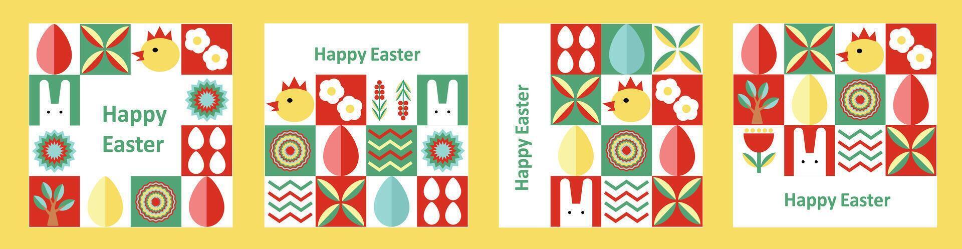 Set of Easter cards. Abstract eggs spring flowers and decorations. For poster, postcard, scrapbooking, stickers.easter printables vector