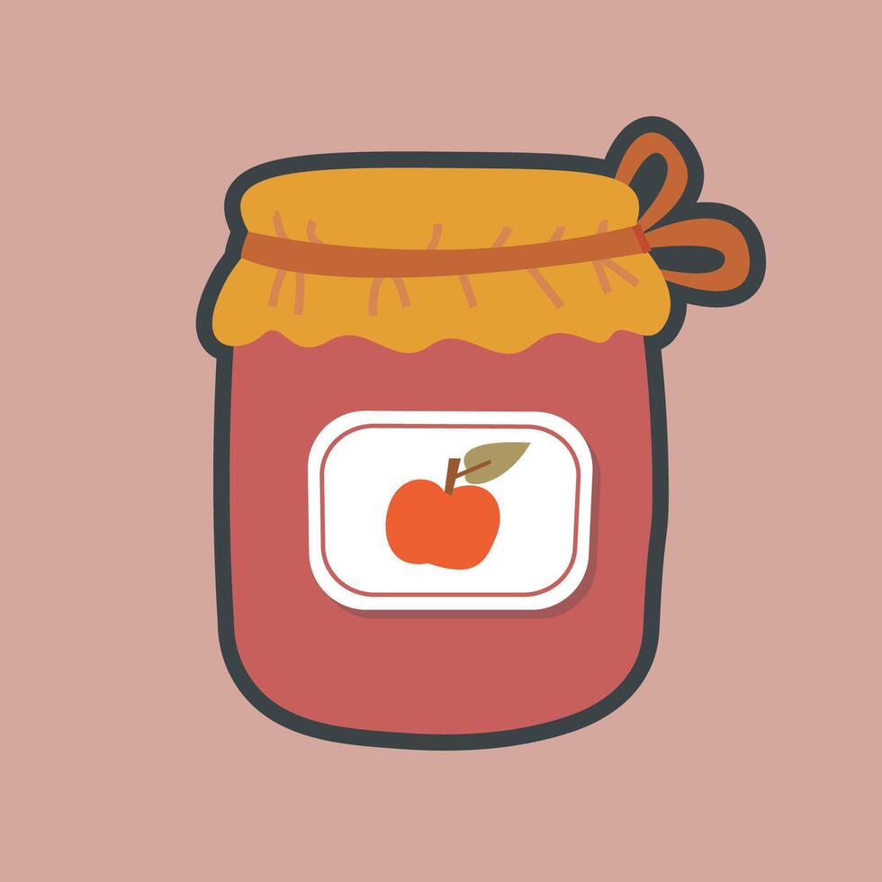 apple jam with outline flat design. vector