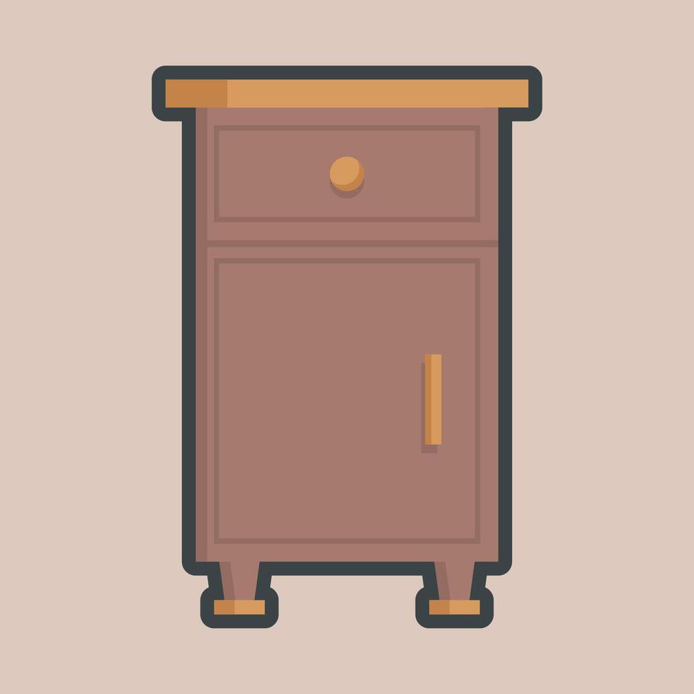 wooden shelf with outline flat design vector