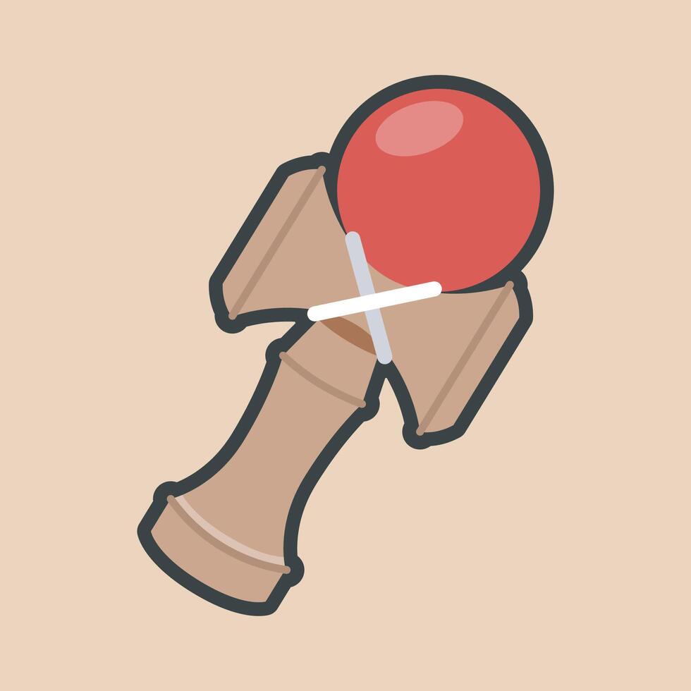 Kendama Japanese traditional toy with outline flat design. vector