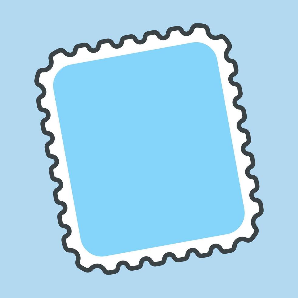 blue square blank stamp with outline flat design vector