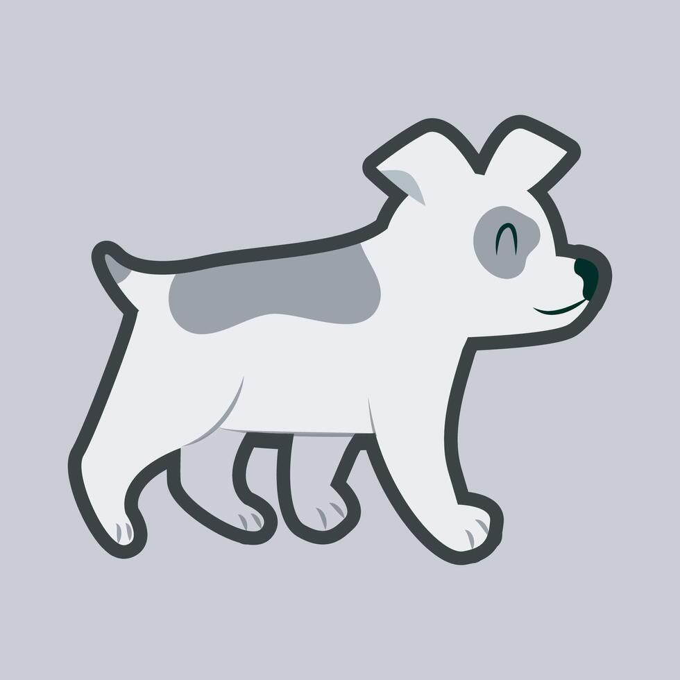 white dog with outline flat design. vector