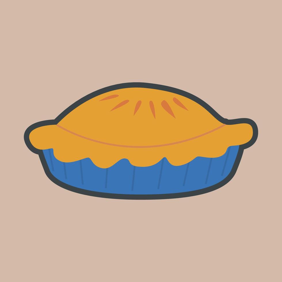 pie cake with outline flat design. vector