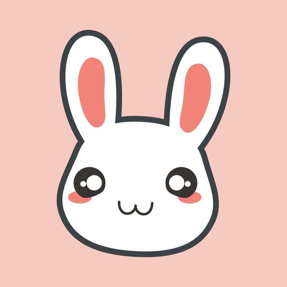 cute rabbit face with outline flat design. vector