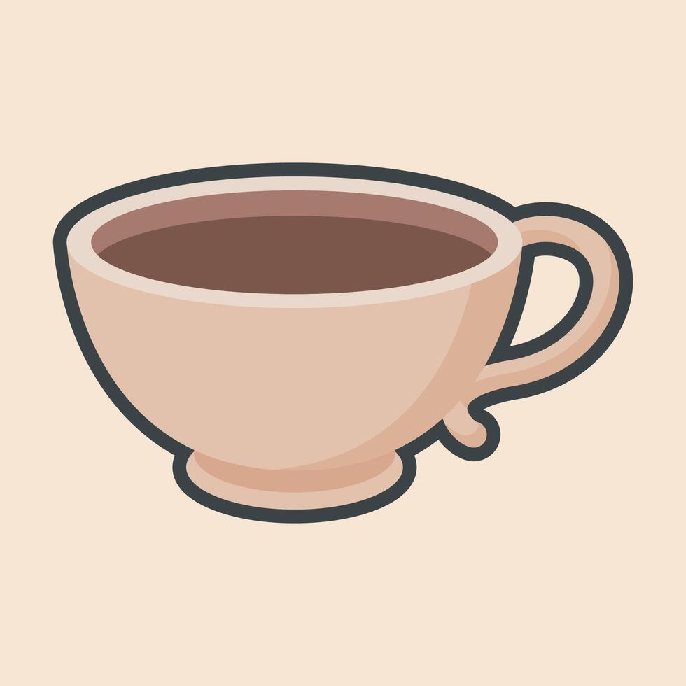 coffee cup with outline flat design. vector