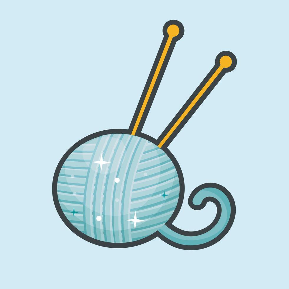 knitting tool with outline flat design. vector