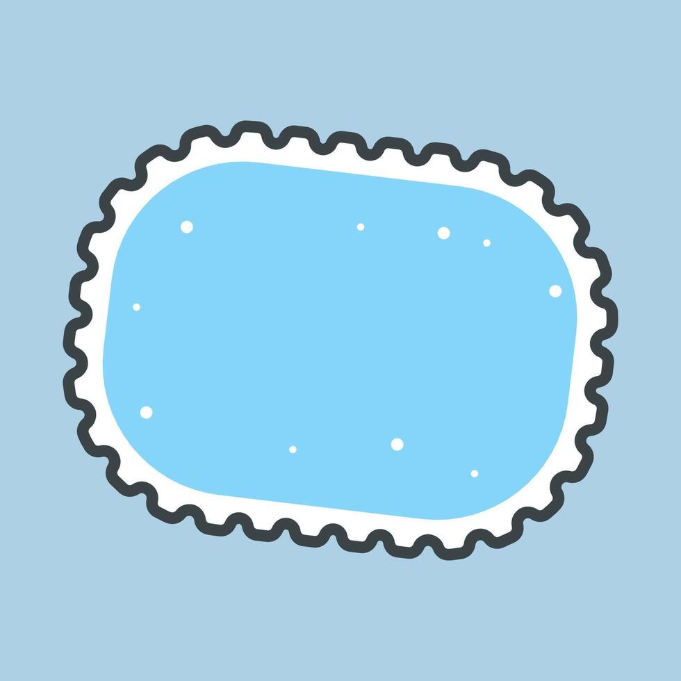 eclipse blue blank stamp with outline flat design vector